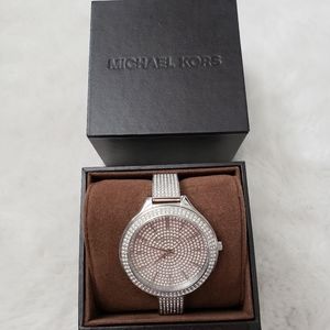 Michael Kors Slim Runway Pave Watch Silver